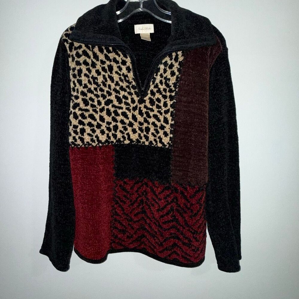 Vintage Studio Works Chenille Patchwork Sweater L… - image 1